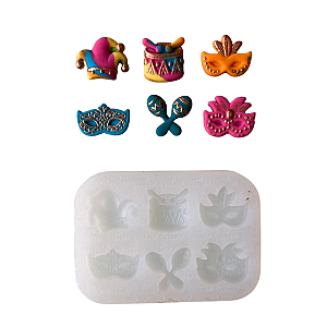 Molde de Silicone para apliques de Confeitaria - Carnaval