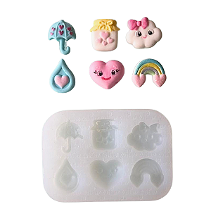 Molde de Silicone para apliques de Confeitaria - Chuva de Amor