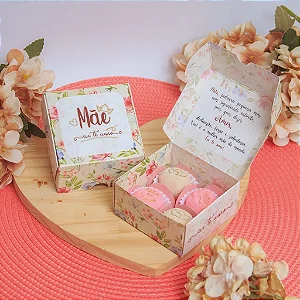 Caixa Dia das Mães Floral para 4 Doces - 10 unid.