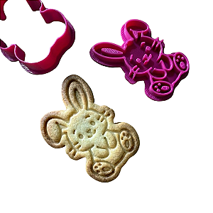 Cortador e Marcador para Biscoitos | Coelho sentado - 5cm | Ideal para Massas, Pasta Americana e Biscuit