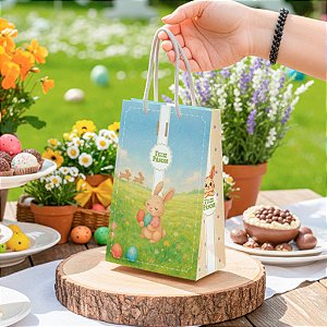 Sacola Média Páscoa - Caça aos Ovos - 10 Unid.