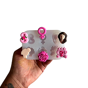 Molde de Silicone para apliques de Artesanato - Dia da Mulher