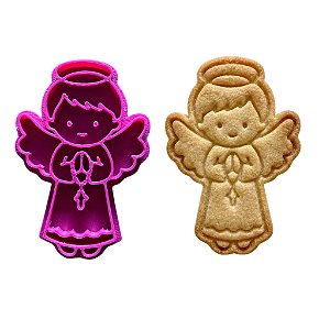 Cortador e Marcador para Biscoitos | Anjinho com Terço 5cm | Ideal para Massas, Pasta Americana e Biscuit