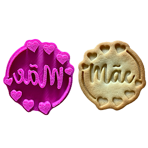 Cortador e Marcador para Biscoitos | Mãe com Coração -5cm | Ideal para Massas, Pasta Americana e Biscuit