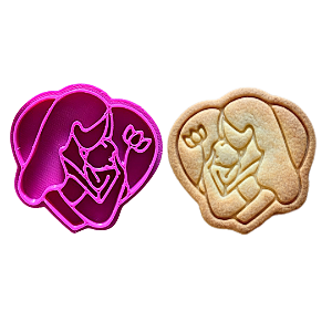 Cortador e Marcador para Biscoitos | Mãe e Filho Coração - 5cm | Ideal para Massas, Pasta Americana e Biscuit