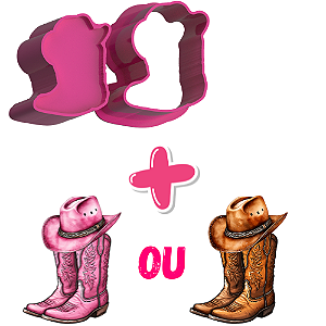Bota com Chapéu + Apliques Papel de Arroz (Cowboy) - Ejetor Modelador para Brigadeiros
