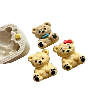 Molde de Silicone para Confeitaria - Ursinho e Ursinha Tricô (NOVA VERSÃO)