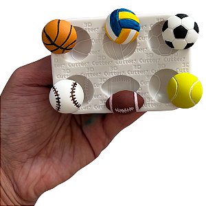 Molde de Silicone para apliques de Confeitaria - Bolas Esportivas