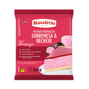 PÓ PARA PREPARO DE SOBREMESA SABOR MORANGO MAVALÉRIO - 100g