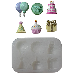 Molde de Silicone para apliques de Confeitaria - Aniversário