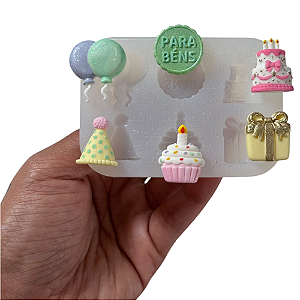 Molde de Silicone para apliques de Artesanato – Aniversário