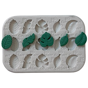 Molde de Silicone para apliques de Confeitaria - Folhas 1,5 cm