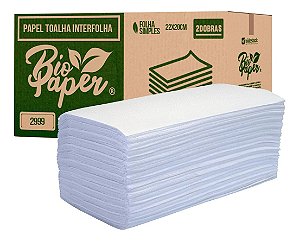 Papel Toalha Interfolha 2 Dobras 100% Celulose Bio Paper c/2000 folhas