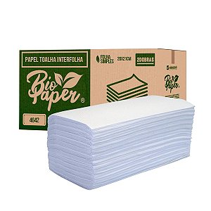 Papel Toalha Interfolha 2 Dobras 100% Celulose Bio Paper c/600 folhas