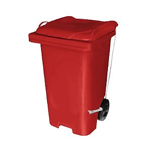 Lixeira Container Vermelha com Pedal e Roda 240 Litros JSN