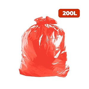 Saco para Lixo 200 Litros Coleta Seletiva Especial Vermelho com 100 unidades