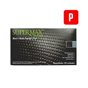 Luva Nitrílica Para Procedimento Não Cirúrgicos Sem Pó - Preta C/100 (P) Supermax