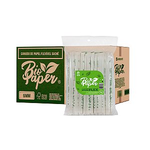 Canudo de Papel Flexível 6mm Branco Sachê 100 unidades - Bio Paper
