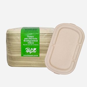 Tampa Biodegradável para Marmita 500ml 50 unidades - Bio Paper