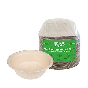 Bowl Biodegradável sem Tampa 500ml 50 unidades - Bio Paper