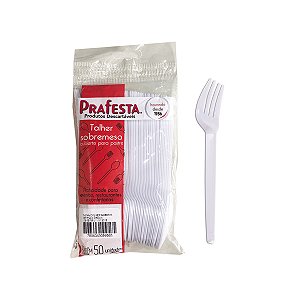 Garfo de Plástico Sobremesa Branco com 50 unidades Prafesta