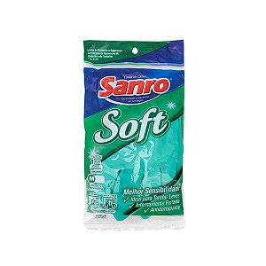Luva Borracha natural de látex Verde soft (M) Sanro
