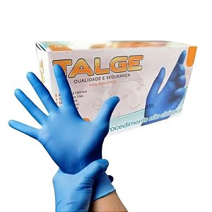 Luva Nitrílica Para Procedimento Não Cirúrgicos Sem Pó - Azul C/100 (G) Talge