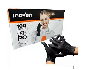 Luva Vinil Para Procedimento Não Cirúrgicos Sem Pó - Preta C/100 (G) Inoven