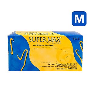 Luva Latex Para Procedimento Não Cirúrgicos Com Pó c/100 (M) Supermax