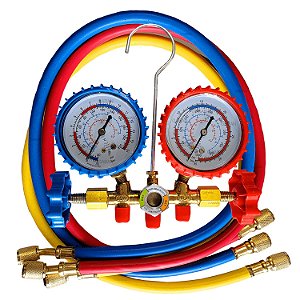 Kit Manifold Manômetro com mangueiras R22 /R134 /R404A