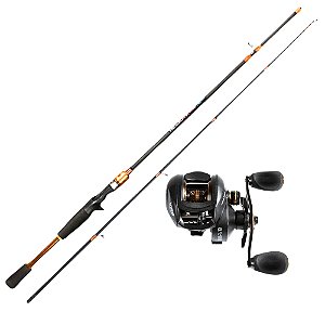 Kit Pesca Carretilha LH 18 Rolamentos Vara Carbono 1,65m 20 libras