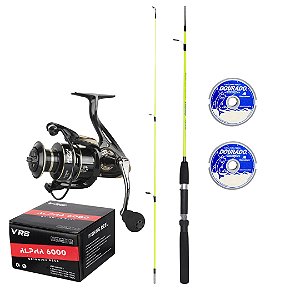 Kit Pesca Molinete 13 rolamentos Vara 20 Libras 1,65 metros 2 linhas