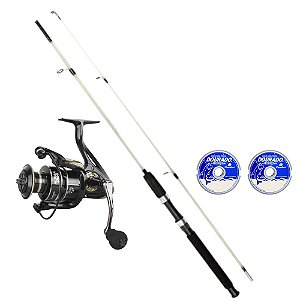 Kit Pesca Molinete 13 Rolamentos Vara 35 Libras 2 Linhas Monofilamento