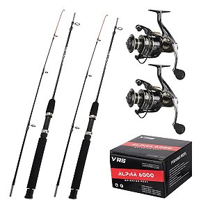Kit Pesca Pesada 2 Varas 1,80 2 Molinetes 6000 13 Rolamentos