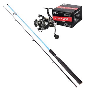 Kit Pesca Vara Carbono 1,80 CMiK 30 Libras Molinete 6000 13 Rolamentos