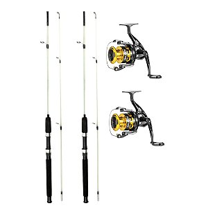 Kit Pesca 2 Varas 1,65m 35lb 2 Molinetes 3 Rolamentos