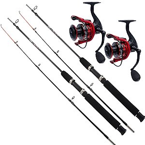 Kit Pesca 2 Varas 1,80 Metros 30-40lb  2 Molinetes 14 Rolamentos