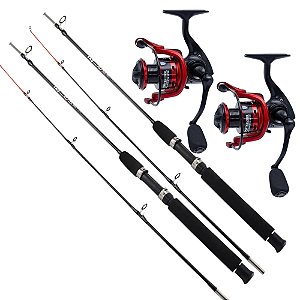Kit Pesca 2 Varas 10-20lb 2 Molinetes 2000 14 Rolamentos