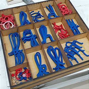 Alfabeto Móvel Cursivo Montessori com Caixa de Armazenamento