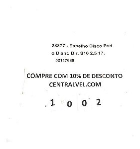 Espelho Disco Freio Dianteiro Direito Gm S10 2017 52117689