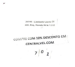 Limitador De Porta Dianteira Esquerda Honda Fit 2015 1.5