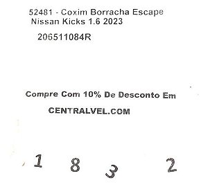 Coxim Borracha Escape Nissan Kicks 1.6 2023 206511084r