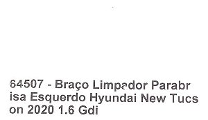 Braço Limpador Parabrisa Esquerdo New Tucson 2020 1.6 Gdi