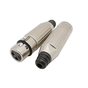 Conector Plug XLR 3 Pinos Femea