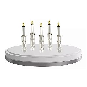 Kit 5 Plug P10 Macho Mono Metal Conector Dourado