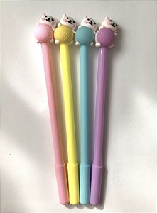 Caneta fofa gatinho novelo de lã