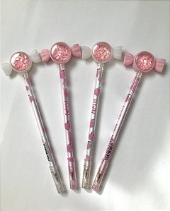 Caneta fofa bala chocalho