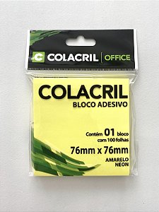 Bloco adesivo amarelo neon