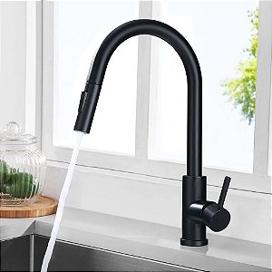 Misturador Monocomando Cozinha Gourmet Extensiva 40 cm Black – Kitbaco – KEXB1040