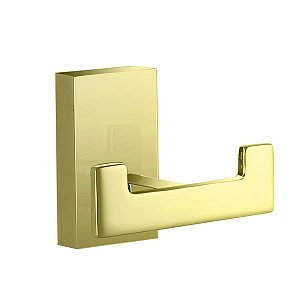 Cabide Duplo Quadrado Banheiro em Metal Gold – Jiwi - WJ-2062-MD-GD